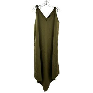 Just Fashion Now V-Neck Asymmetric Hem Midi Dress Green Size 2XL Tie Straps